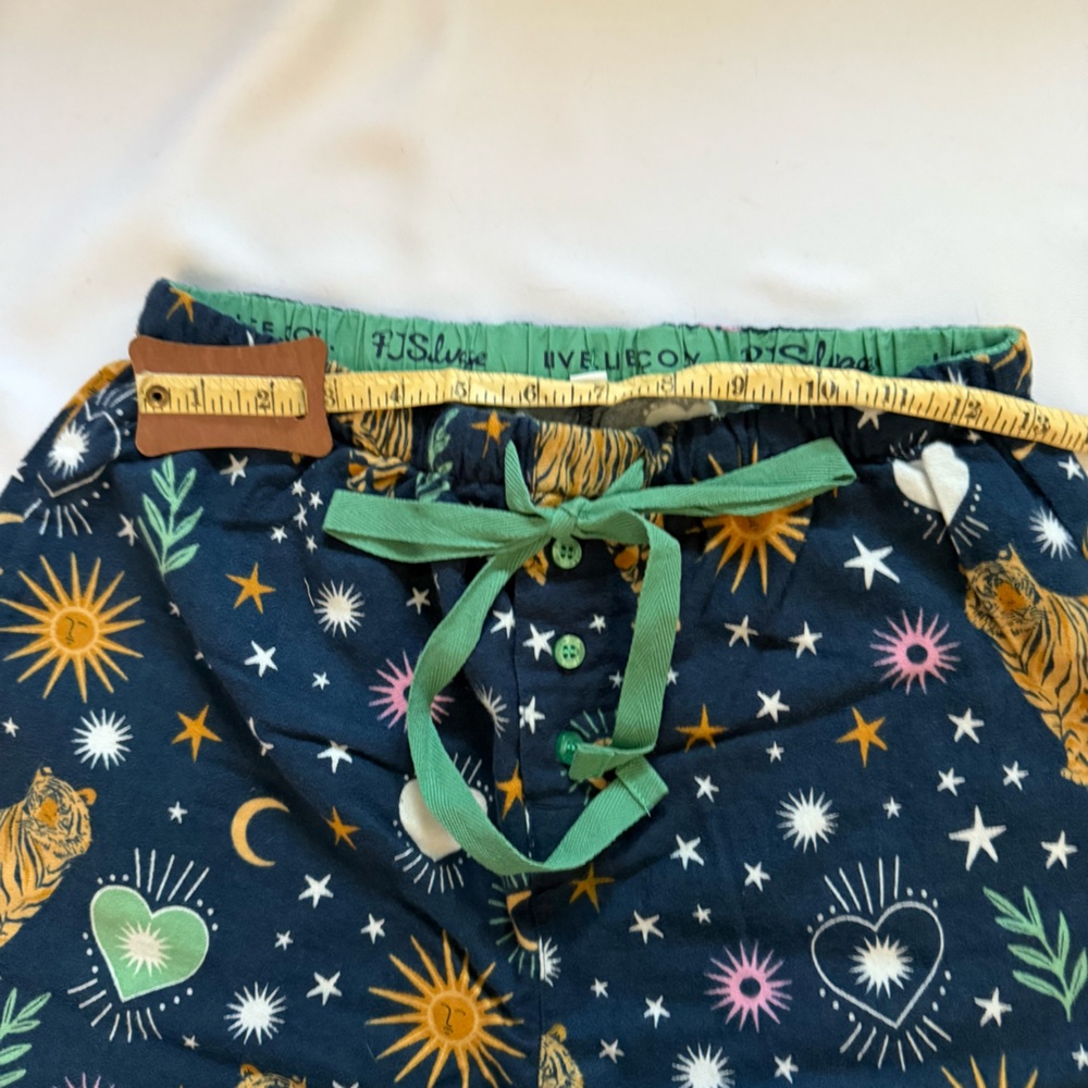 PJ Salvage Navy Celestial Print Button-Up Pajama Set with Mint Trim - Picture 4 of 12